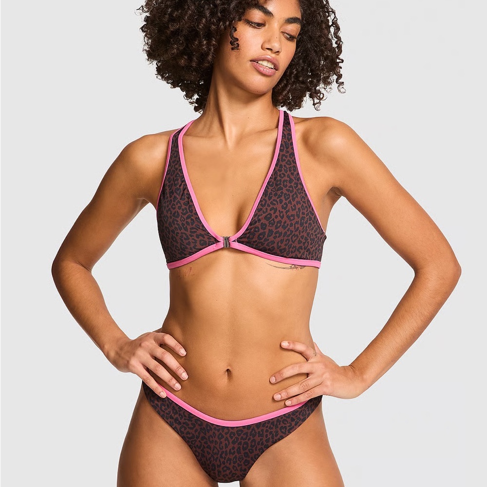 Victoria's Secret Pink and Black Animal Print Bikini top